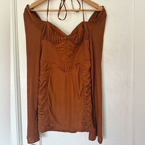 Size 6 Long Sleeve Ruched Mini Dress